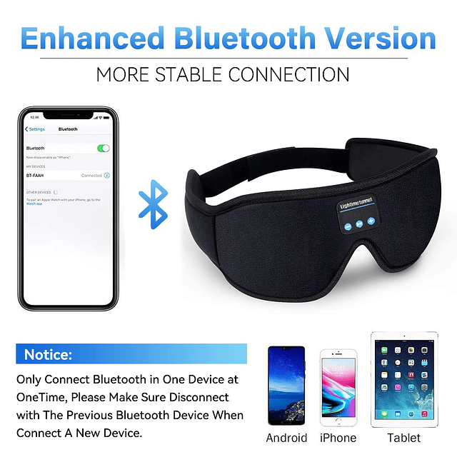 Auriculares para dormir Bluetooth 5.0 inalámbricos 3D, Light