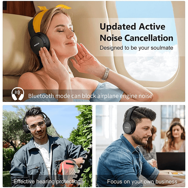 Auriculares híbridos con cancelación activa de ruido, auricu