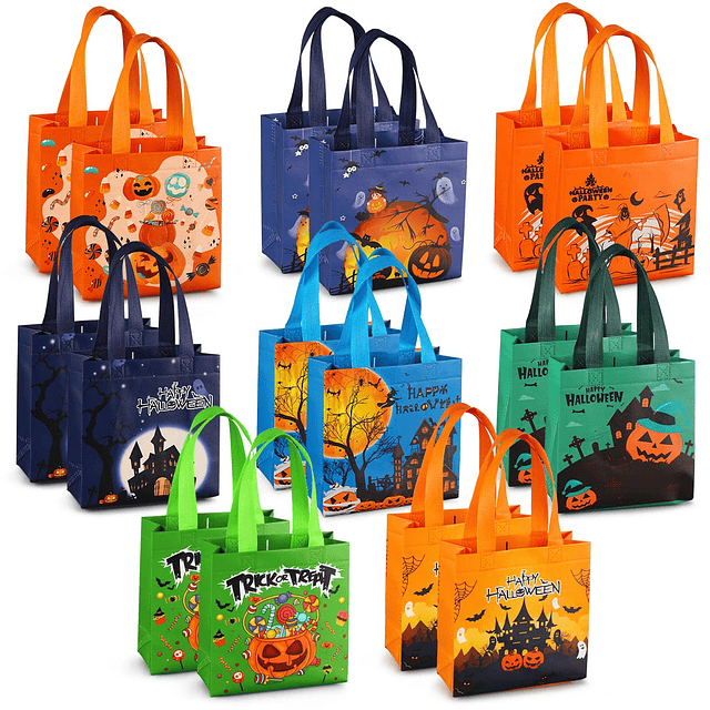 16 bolsas de truco o trato de Halloween, pequeñas bolsas de