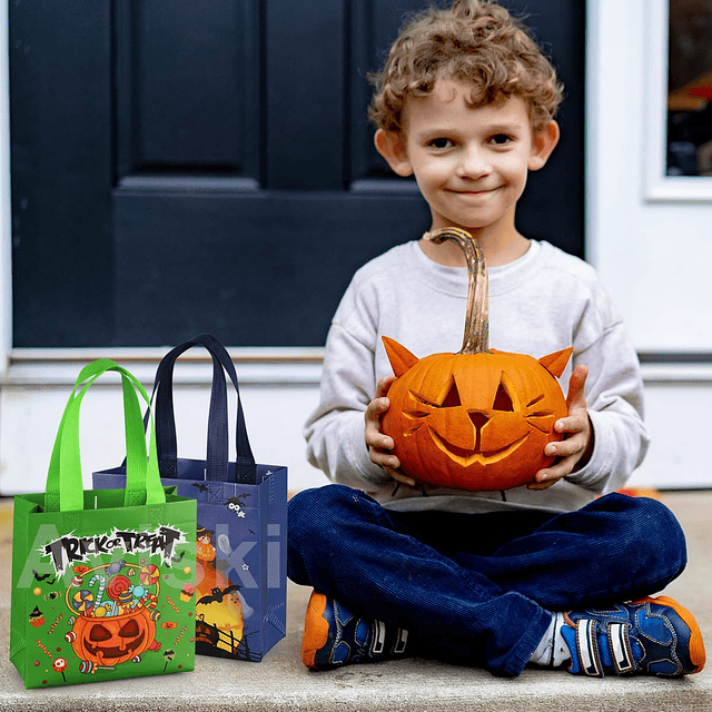 16 bolsas de truco o trato de Halloween, pequeñas bolsas de