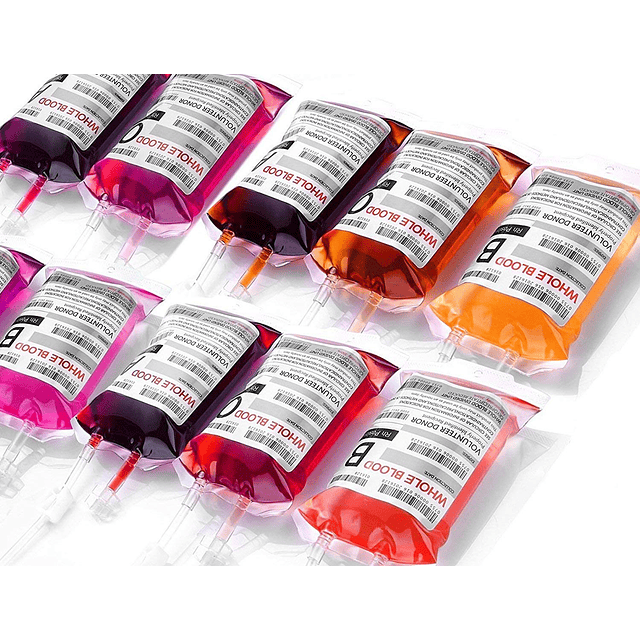 Bolsas de sangre para bebidas, 10 bolsas intravenosas para d