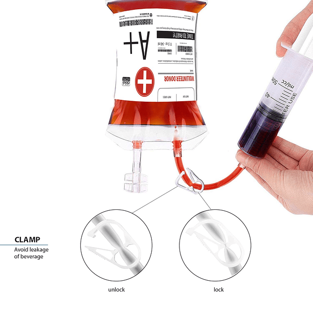 Beber bolsa de sangre. Juego de 20 bolsas de sangre intraven