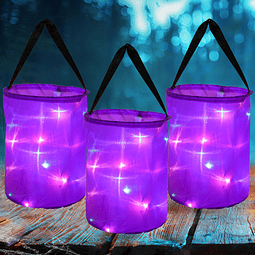 3 Piezas Bolsas de Dulces de Halloween con Luz LED para Niño