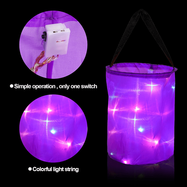 3 Piezas Bolsas de Dulces de Halloween con Luz LED para Niño