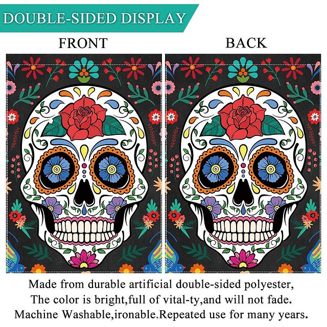 Bandera de jardín del Día de los Muertos para exteriores ver