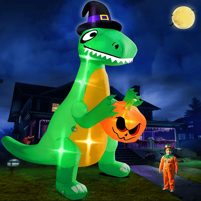 Inflable gigantes de Halloween de 12 pies, dinosaurio explot