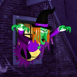 Decoraciones de ventana de bruja Inflable de Halloween de 3,