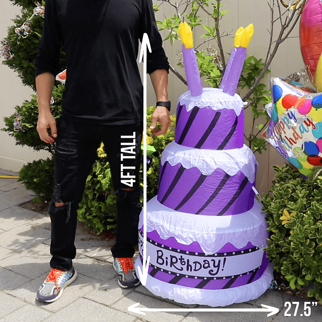 Pastel inflable gigante de feliz cumpleaños con velas | Deco