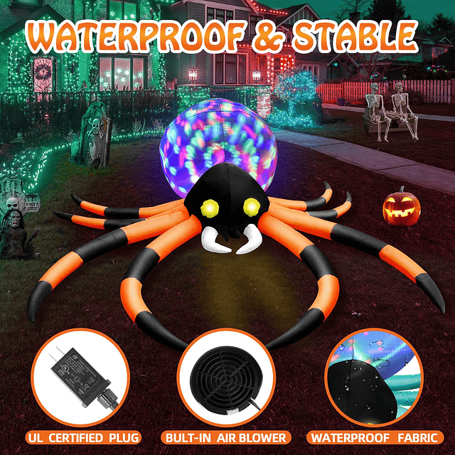 Decoraciones Inflable de Halloween de 12 pies con luces LED