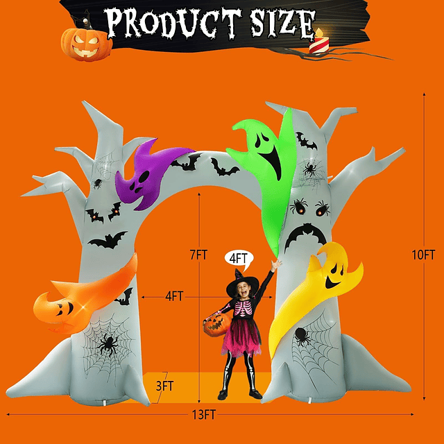 Árbol muerto inflable de Halloween de 10 pies de alto con ar