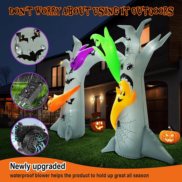 Árbol muerto inflable de Halloween de 10 pies de alto con ar