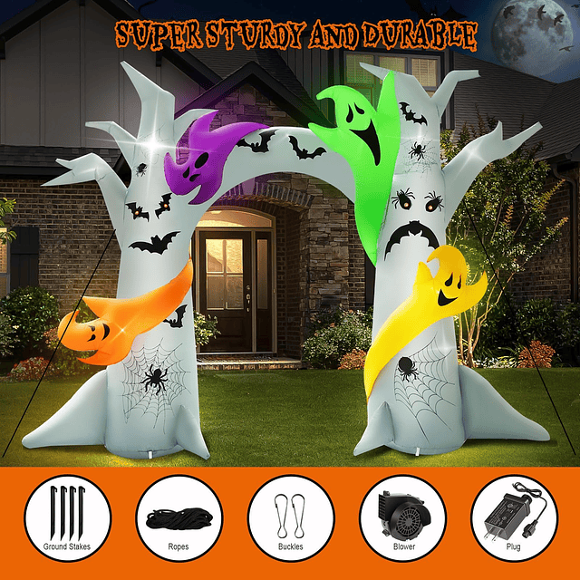 Árbol muerto inflable de Halloween de 10 pies de alto con ar