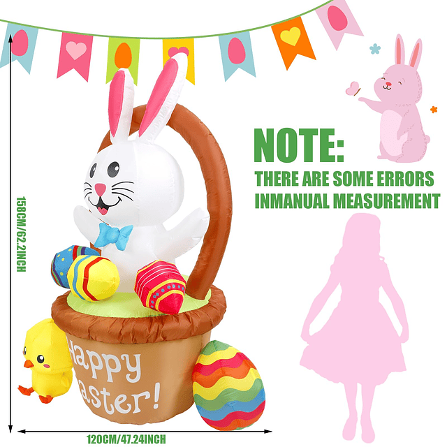 Roundfunny Decoraciones Inflable de Pascua para exteriores d