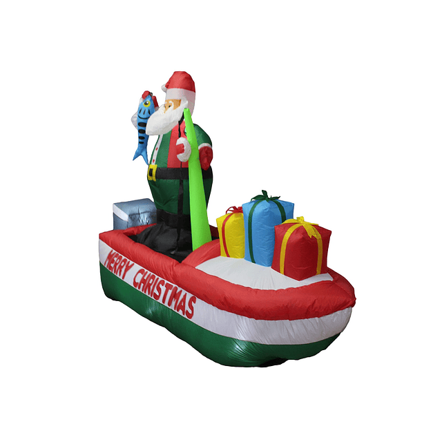 Papá Noel inflable de 8 pies de largo en un barco de pesca