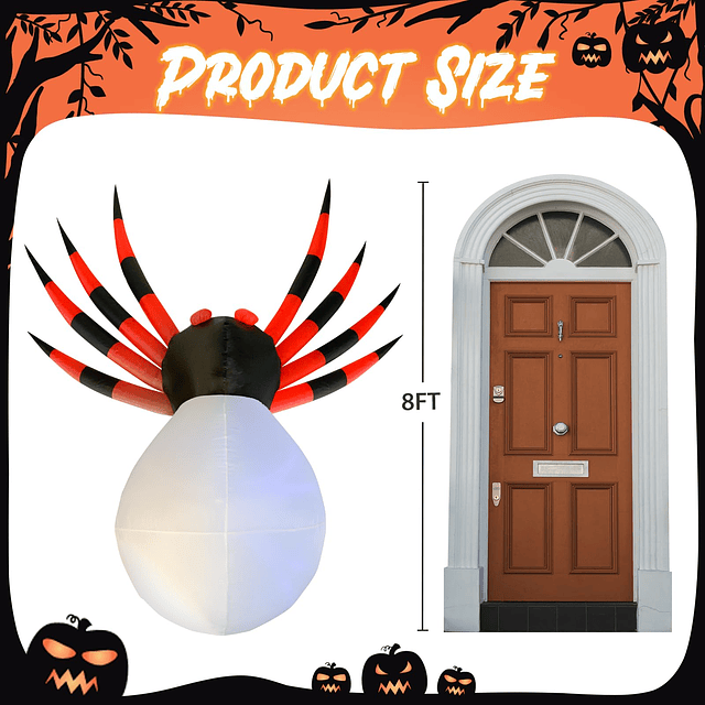 Inflable de Halloween de 8 pies, decoraciones al aire libre,