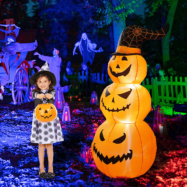 Calabazas apiladas al aire libre Inflable de Halloween de 5