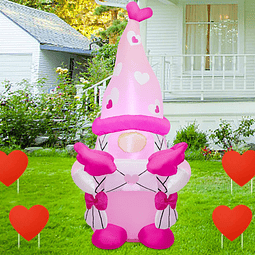 Gnomo rosa inflable de San Valentín, gnomos suecos iluminado