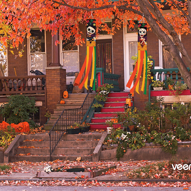 Bandera de calavera de azúcar del Día de los Muertos de Hall