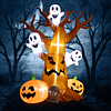 Árbol inflable de Halloween de 8 pies con fantasmas y lápida