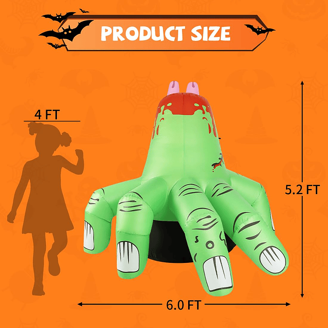 Inflable de Halloween de 6 pies Decoraciones al aire libre d