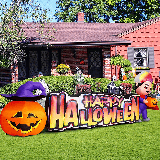 11.5 FT Happy Halloween Inflable Decoraciones al aire libre