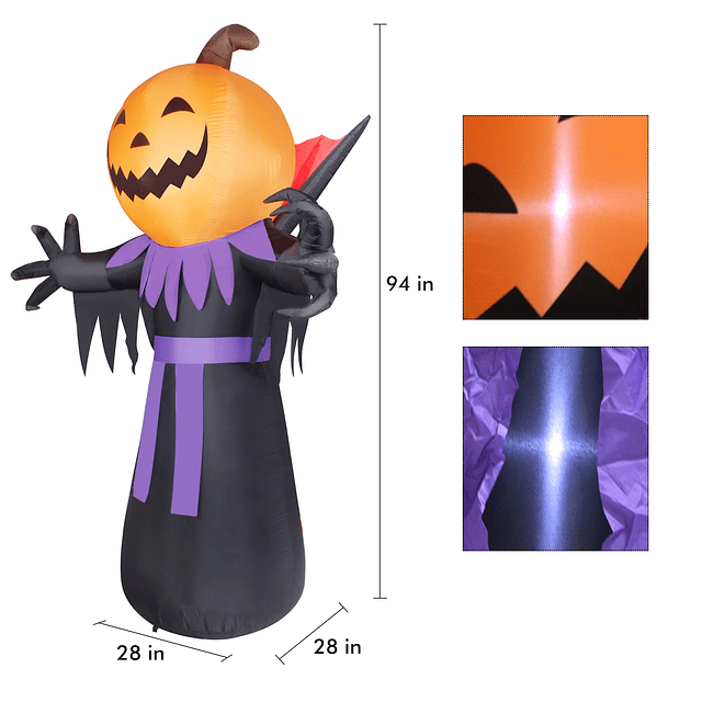 Fantasma de calabaza inflable de Halloween de 8 pies, Inflab