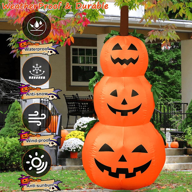 Calabaza inflable de Halloween de 4 pies, decoraciones al ai