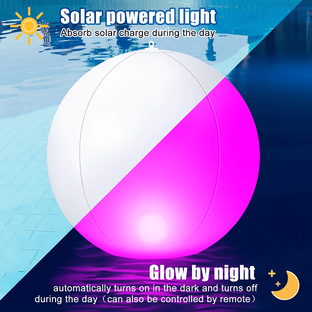 4 piezas de luces flotantes solares para piscina grande, 16