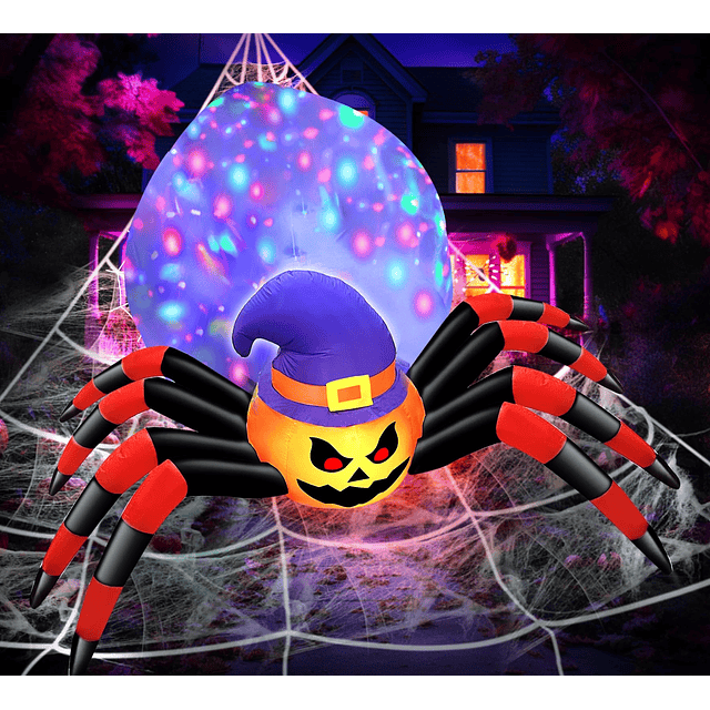 Araña inflable gigante de Halloween de 8 pies, decoraciones