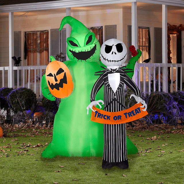 Jack Skellington soplado por aire con escena Oogie Boogie Di