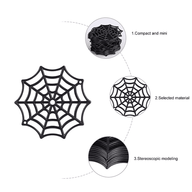 50 piezas de telaraña de plástico negro para Halloween, tela