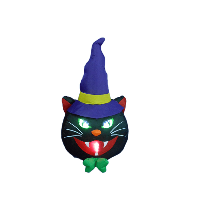 Gato negro inflable de Halloween de 4 pies de alto con sombr