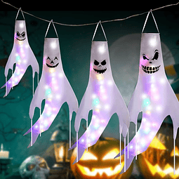 Calcetines de viento fantasma de Halloween con luz LED, 4 un