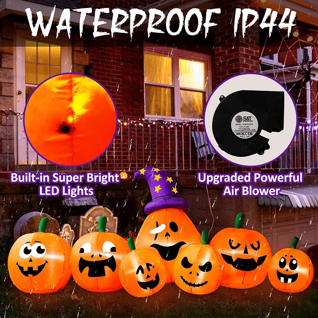 Calabaza inflable de Halloween de 9 pies con luces LED incor