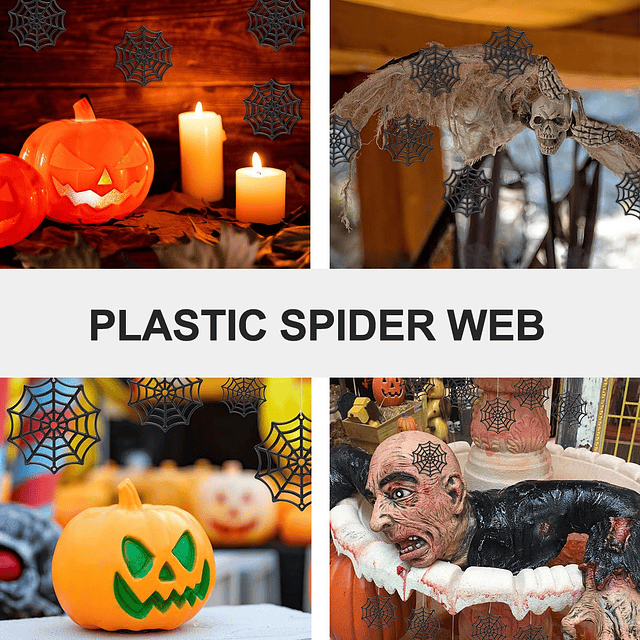 50 piezas de telaraña de plástico negro para Halloween, tela