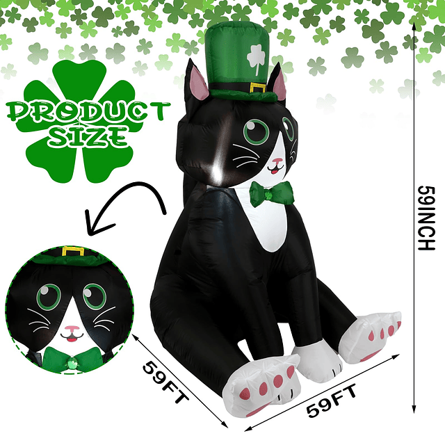 Decoración inflable para gatos del día de San Patricio de 5