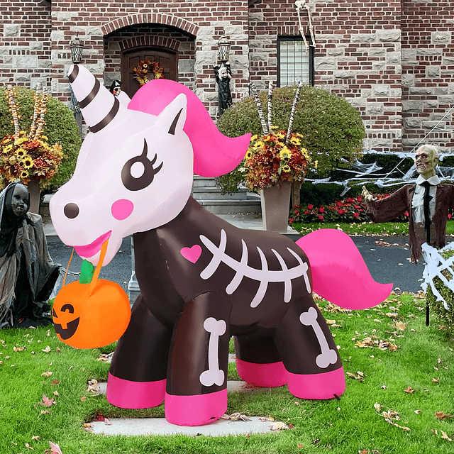 5 pies Inflable de Halloween esqueleto unicornio decoracione