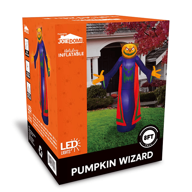 Mago de calabaza inflable de Halloween de 8 pies con LED inc