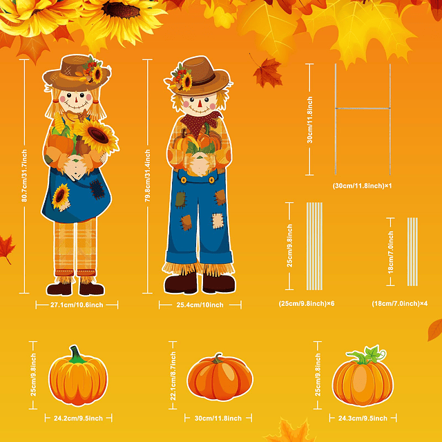 Letreros de otoño para jardín, 5 piezas, estacas de jardín d