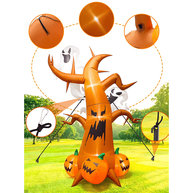 Árbol muerto inflable de Halloween de 8 pies con calabazas f