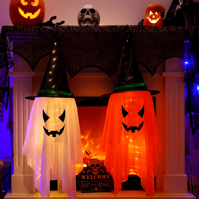 Decoraciones de Halloween al aire libre: luces colgantes de