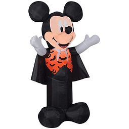 Mickey soplado por aire como vampiro con chaleco de murciéla