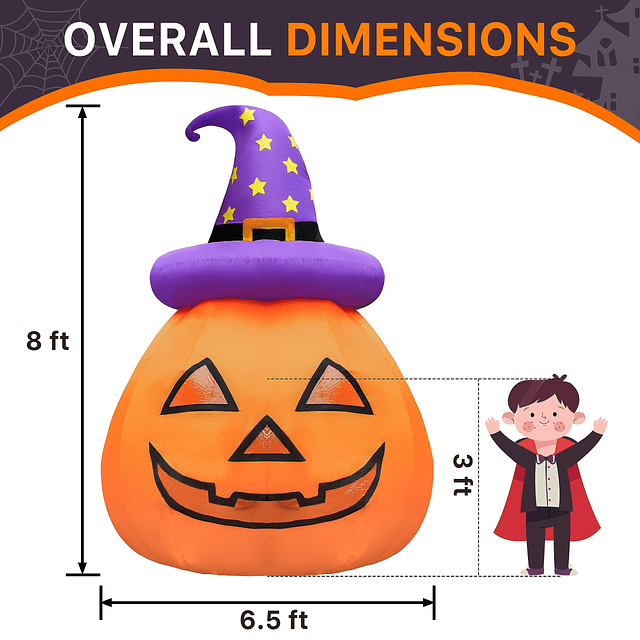 Calabaza grande inflable gigante de Halloween de 8 pies con