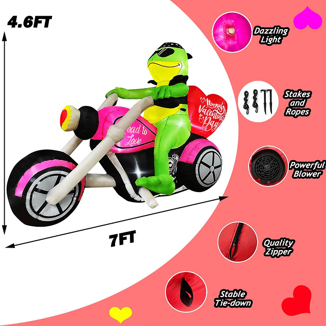 Rana inflable de 7 pies para el día de San Valentín en motoc