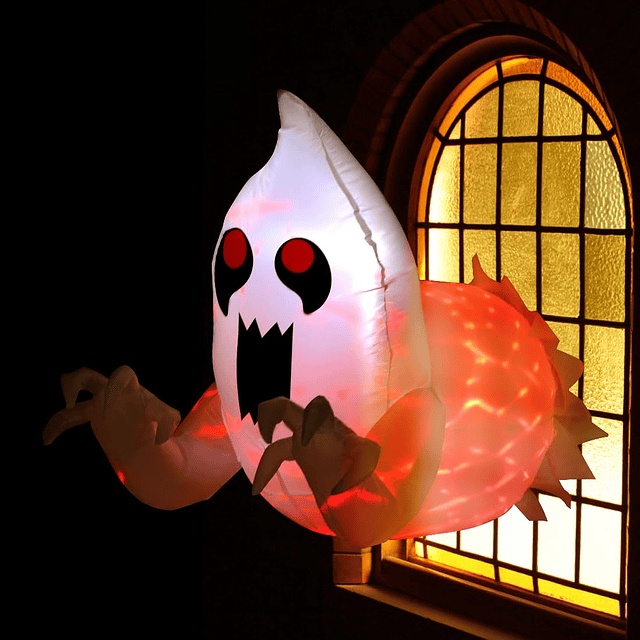 Fantasma inflable de Halloween salió de la ventana con LED r