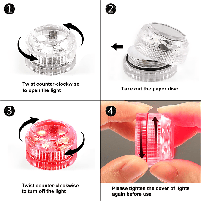 Pequeña luz LED sumergible con control remoto, mini luz LED,