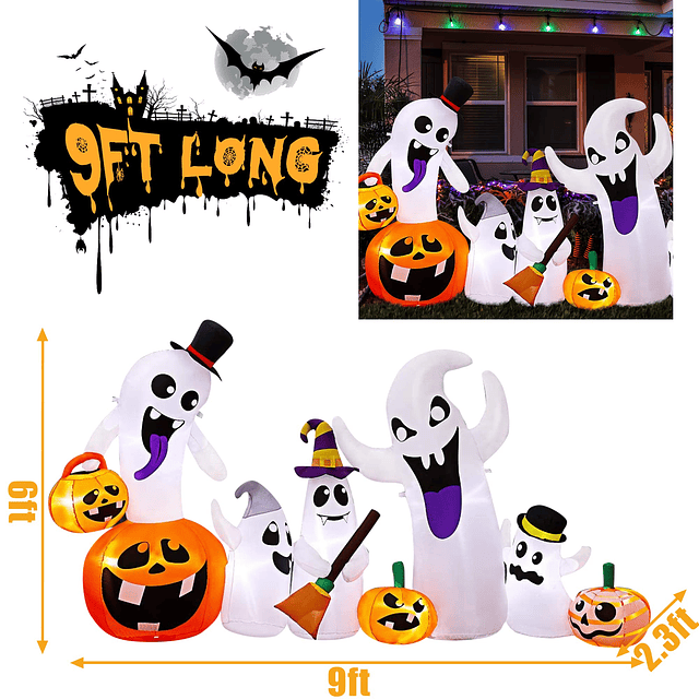 Decoraciones Inflable para Halloween al aire libre, 9 pies d