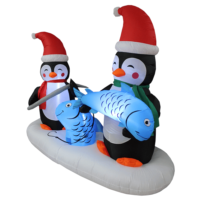 Inflable navideño iluminado de 6 pies de largo, dos pingüino