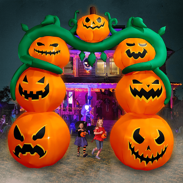 Decoración de arco de calabaza inflable de Halloween de 9 pi