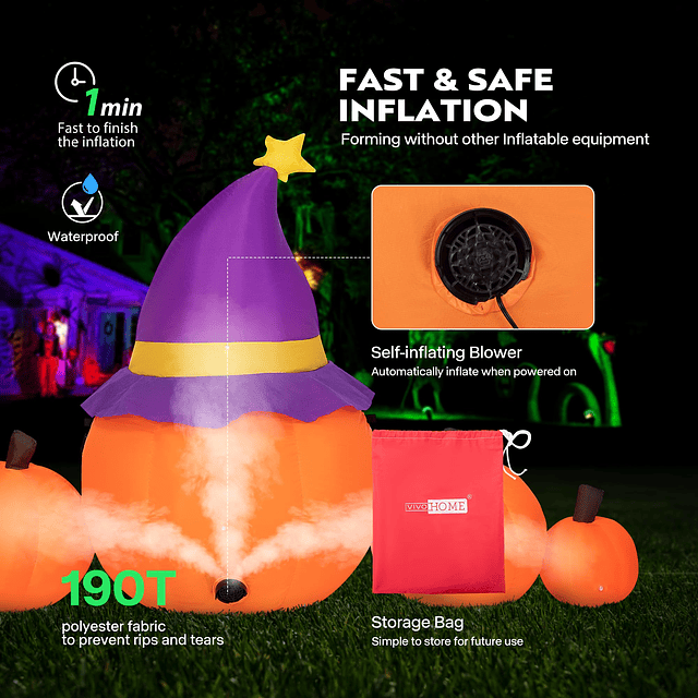 La familia de calabaza iluminada LED inflable de Halloween d